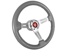 St3014g-8s-62redbru Limeworks Speed Shop Red Hot Rod V8 14 Inch Steering Wheel Kit Gray Leather Brushed - Gm/ididit Column