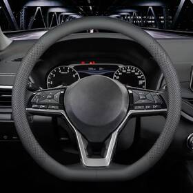 Lkwlikei 768497970342 Nappa Leather D Shape Car Steering Wheel Cover Non-slip Black