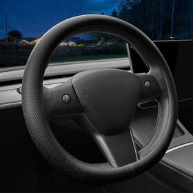 Tsl-2 Lkwlikei Nappa Leather Ultra-thin Steering Wheel Cover For Tesla Black2