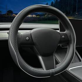Tsl-5 Lkwlikei Nappa Leather Ultra-thin Steering Wheel Cover For Black And White