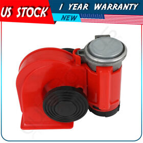 Ap117621s01 Loud Compact 115db Dual Tone Electric Snail Air Horn Motorcycle Black Red