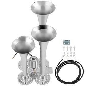 13283328 Luxfineparts Air Horn With Electric Valve 12v 4 Trumpet For Van Train Car Boat Semi Truck