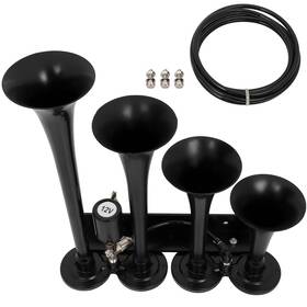 13283349 Luxfineparts 4 Trumpets Solenoid Black Air Horn Kit For Truck Car Suv 135db 12v