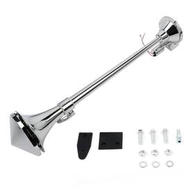 13283357 Luxfineparts Chrome Single Trumpet Loud Train Semi Boat Air Horn System Kit With Cover 135db