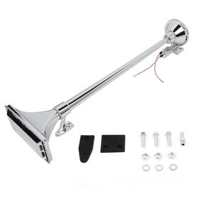 13283362 Luxfineparts Chrome 28 Inch Rectangle Trumpet Air Horn For Train Semi Truck Boat Rv 150db Loud