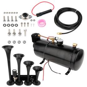 13283367 Luxfineparts 1g 4 Trumpet Train Air Horn Full System Kit Compressor For Car Truck 150psi