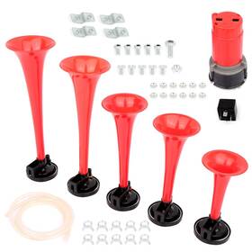13283386 Luxfineparts Dixie 5 Red Plastic Trumpet Train Air Horn Truck Car Boat Motorcycle