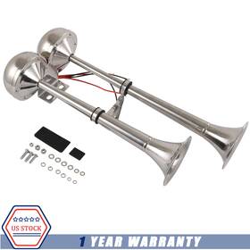 Makemotorgreat 888572860228 12v Twin Stainless Steel Electric Trumpet Horn For Marine Boat Yacht Truck Car