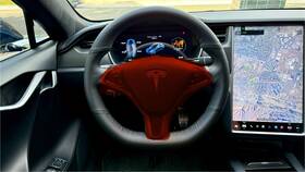 3058087 Markenlos New Leather Tesla Model S X 2012- 2021 Black Nappa Peforated Steering Wheel