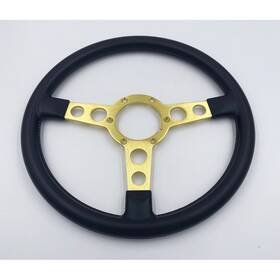 A8100344 Max Performance 1976-81 Firebird Formula Steering Wheel Gold Spokes 3-1/4 Inch Black Molded Grips