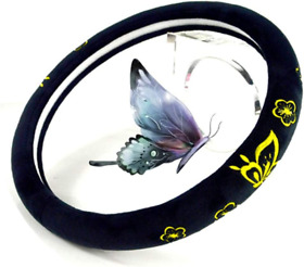 Bell-0036 Mayco Bell Automotive Women Embroidery Cute Car Steering Yellow Butterfly