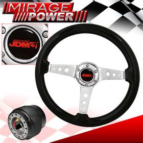 Miragepower2008 Mx5 6 For 90-97 Miata Jdm Adapter Hub Steering Wheel 345mm Hole Black Wood Grain