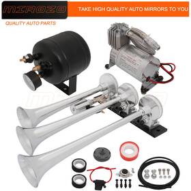10146493 Mirozo 3 Trumpets Train Air Horn Compressor Tank Kit 12v For Cars Truck Vans Ship