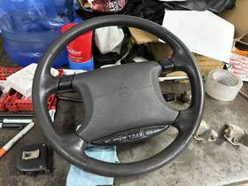 235.ms1x93 Mitsubishi 3000gt Dodge Stealth Leather Clad Steering Wheel No Overseas Shipping