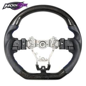 Mor-sw-sbwrx15-mcfltbl Modilover001 Steering Wheel Fits 15-21 Subaru Wrx Sti Matte Cf Perforated Leather Blue Stitch