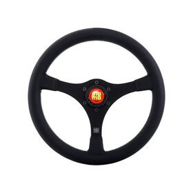 196835bk2b Momo Racing Heritage 1968 Black Leather 350mm - Limited Edition