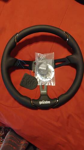 Got35bkob Momo Gotham 350 Mm Leather Grip Steering Wheel Black Anodized Aluminum