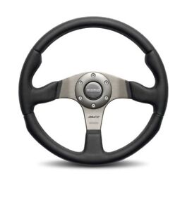 Momrce35bk1b Momo 350mm Race Steering Wheel Gray 3-spoke Black Leather Grip