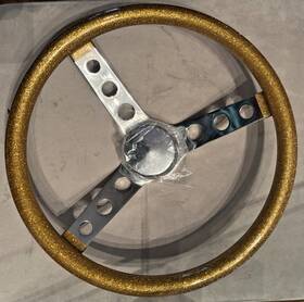 Gs250cmgd Mooneyes 3-spoke Chrome Steering Wheel 13.5 Inch Gold Metal Flake Grip
