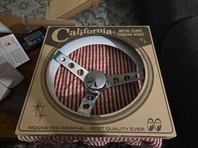 Gs250cmgr Mooneyes 13.5 Inch 3-spoke Chrome Steering Wheel Green Metal Flake Grip #