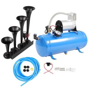 Mo177678t01 Motomasterspro 12v 150 Db 4 Trumpet Train Air Horn With Psi Compressor 1.6 Gal Tank
