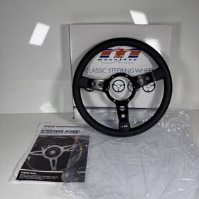 Ml-2149 Mountney Classic 14 Inch 3 Spoke Black Vinyl With Stitching Steering Wheel
