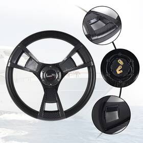 Stw055-print Muge Universal 13.5 Inch 345mm Black Pvc Grip 6-hole Carbon Fiber 3 Spoke Steering Wheel
