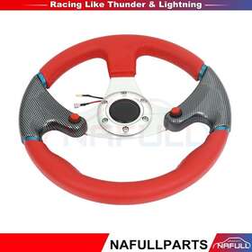 Na165fu20ll049ll Nafull Universal 320mm 6 Bolt Pvc Red Racing Steering Wheel Leather Horn Button