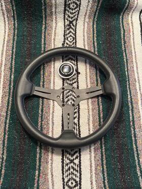 6070.33.2091 Nardi Competition 330mm Steering Wheel Black Perforated Leather Blue Stitching