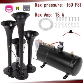 Ze10808301g Nbjingyi 12v 4 Trumpet 150psi Air Compressor Train Horn Kit Fits For Car Truck Boat