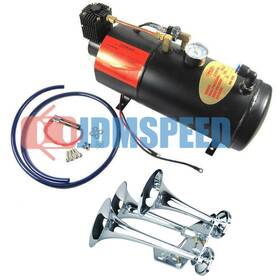 Z003 New Generation Z012 Air Compressor With Triple Trumpet Chrome Horn 150 Psi 3 Liter 12v