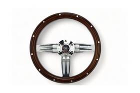 1002smrbafordhp6 New World Motoring 14 Inch Billet Steering Wheel Wood Half Wrap Compatible With Ford Bronco F100 F15