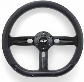 1006b-hp6-hwblk New World Motoring 14 Inch D Shape Black Steering Wheel 6 Hole Half Wrap Car Truck Suv Chevy Horn