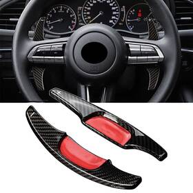 Newyoutube 420012414105 2 Pcs Carbon Fiber Black Steering Wheel Shift Paddle For Mazda 3 2020-2021 20 21