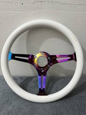 3-sw-nrg-rst-036wt-mc Nrg Innovations Rst-036wt-mc 350mm Neo Chrome Aluminum 3 Inch Deep White Wood Steering Wheel