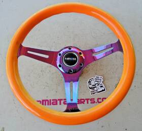 3-sw-nrg-st-015mc-nor Nrg Innovations 350mm Orange Classic Wood Grain Neo Chrome Spoke Steering Wheel Used Pics