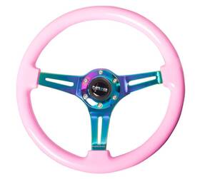 Nrg Innovations 680334419145 For Classic Wood Grain Steering Wheel 350mm Solid Pink Painted Grip