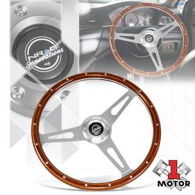 Mt1-nrgrst363sl Nrg Innovations Nrg-rst-363sl 380mm 1 Inch 3-spoke Classic Mahogany Wood Grain Racing Steering Wheel