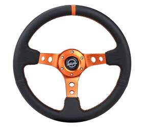 Rst-006or Nrg Innovations For Reinforce Steering Wheel 350mm / 3 Inch Deep Blk Leather Orange Center