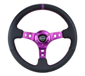 Rst-006pp Nrg Innovations Reinforced Steering Wheel 350mm / 3 Inch Deep Black Leather - New