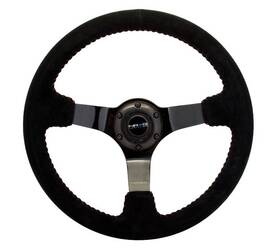 Rst-036bk-s Nrg Innovations For Reinforced Steering Wheel 350mm / 3 Inch Deep Blk Suede With Red Bball