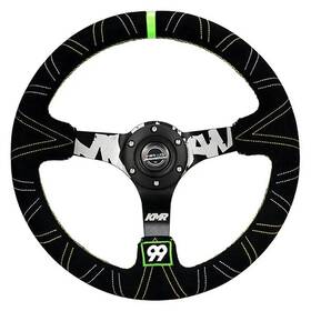 Rst-036mb-s-kmr1 Nrg Innovations Steering Wheel 3-spoke Kyle Mohan Signature Black Suede Reinforced