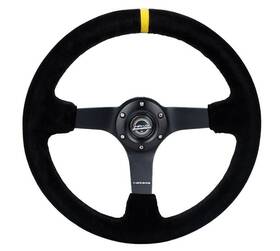Rst-036mb-s-y Nrg Innovations For Reinforced Steering Wheel 350mm / 3 Inch Deep Blk Suede/x-stitch With 5mm