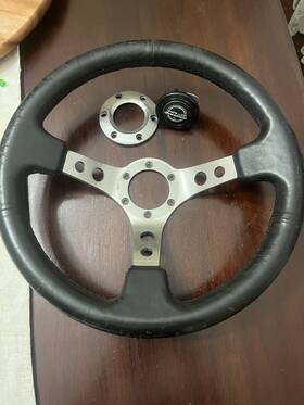 St-006gm Nrg Innovations 350mm Sport Leather Steering Wheel 3 Inch Deep Black With Spoke Gun Metal Center
