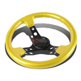 Zpd-nrgst006gdc Nrg Innovations Aluminum 350mm 3 Inch Deep Carbon Fiber Look 6hole Light Weight Steering Wheel Gold