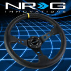 Npmnrgrst006bky Nrg Performance 350mm 3inch.deep Dish Black Leather Yellow Stripe Steering Wheel