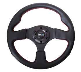Rst-012r-rs Nrg Reinforced Steering Wheel 320mm Leather With Red Stitch