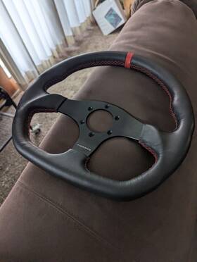 Rst-024mb-r-rd Nrg Black Leather Steering Wheel - Red Stripe And Stitching