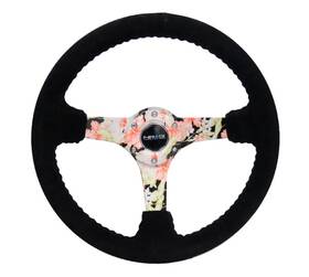 Rst-036fl-s Nrg Reinforced Steering Wheel 350mm / 3 Inch Deep Blk Suede Floral Dipped With