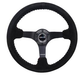 Rst-036mb-s-rd Nrg Reinforced 350mm Black Suede And Red Ball Stitch Steering Wheel